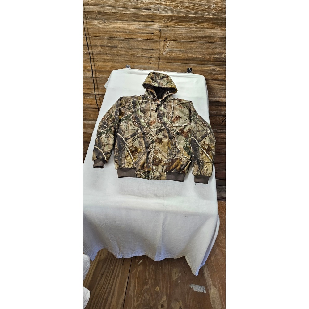 Game Winner Mens Camo Hunting Jacket Hooded Insulated Bomber Coat Brown Small